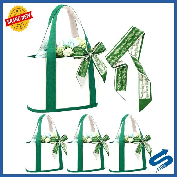 Canvas Tote Bags Set with Silk Scarves Elegant Wedding Bridesmaid Gift